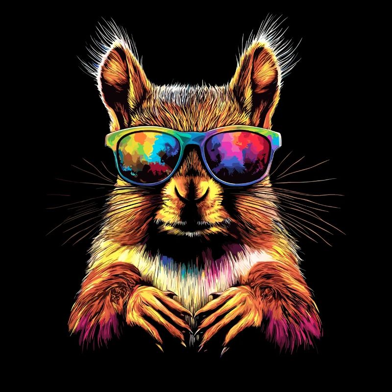 Squirrel Headphones Colorful Pop Art DJ Squirrel