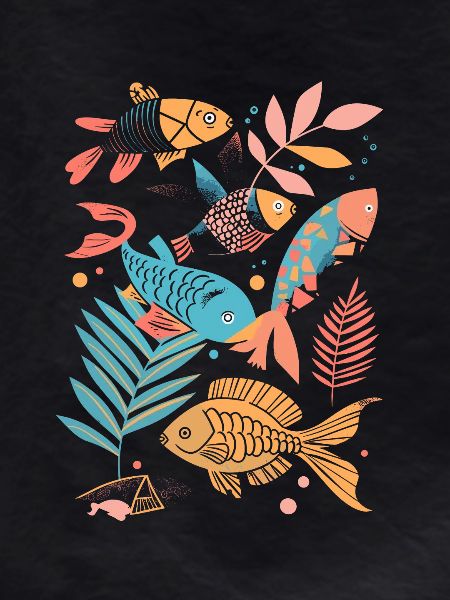 Fishing cartoon style