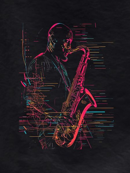 Saxophone Player Line Art