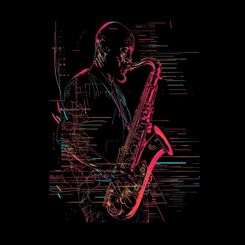 Dessin au trait du joueur de saxophone