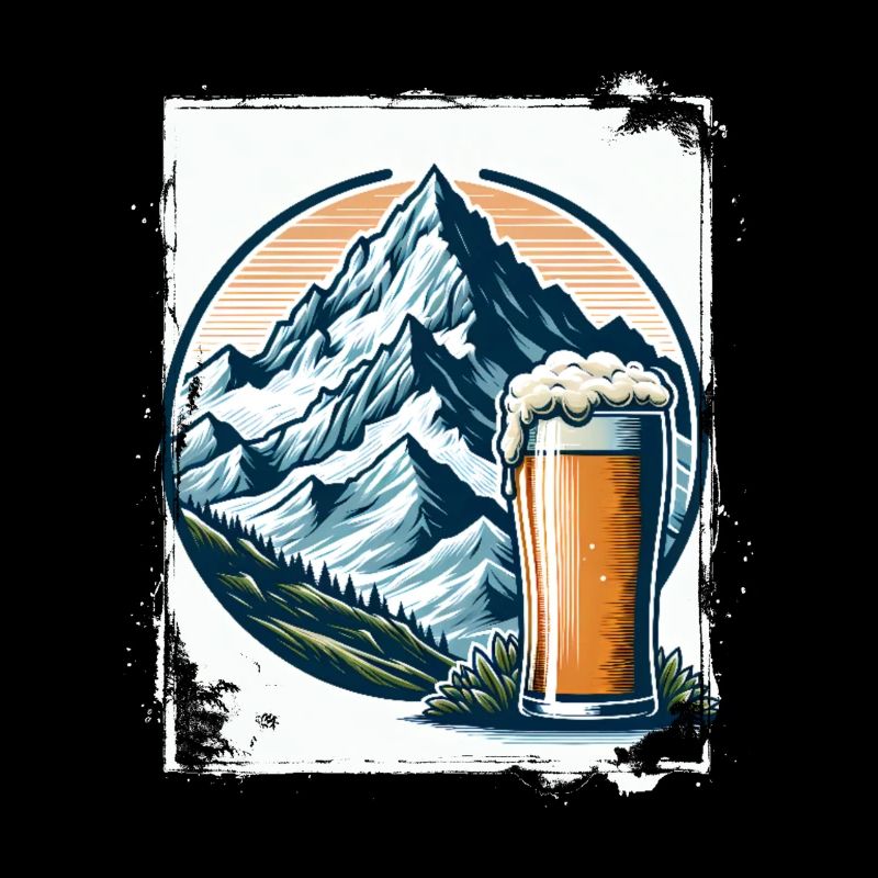 Mountain and Beer Nature Motif