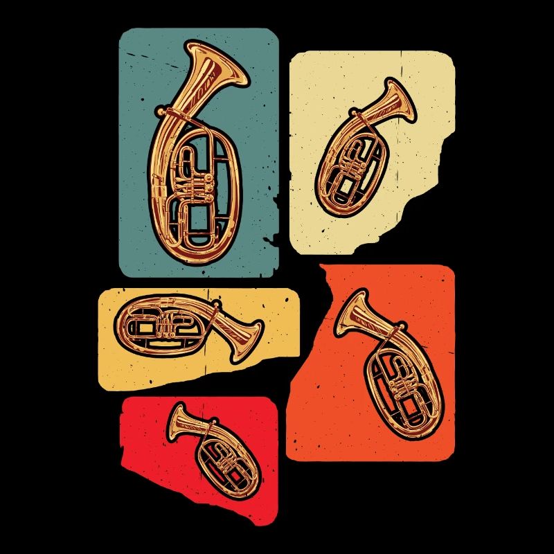 Conception créative de cor ténor dans des couleurs rétro