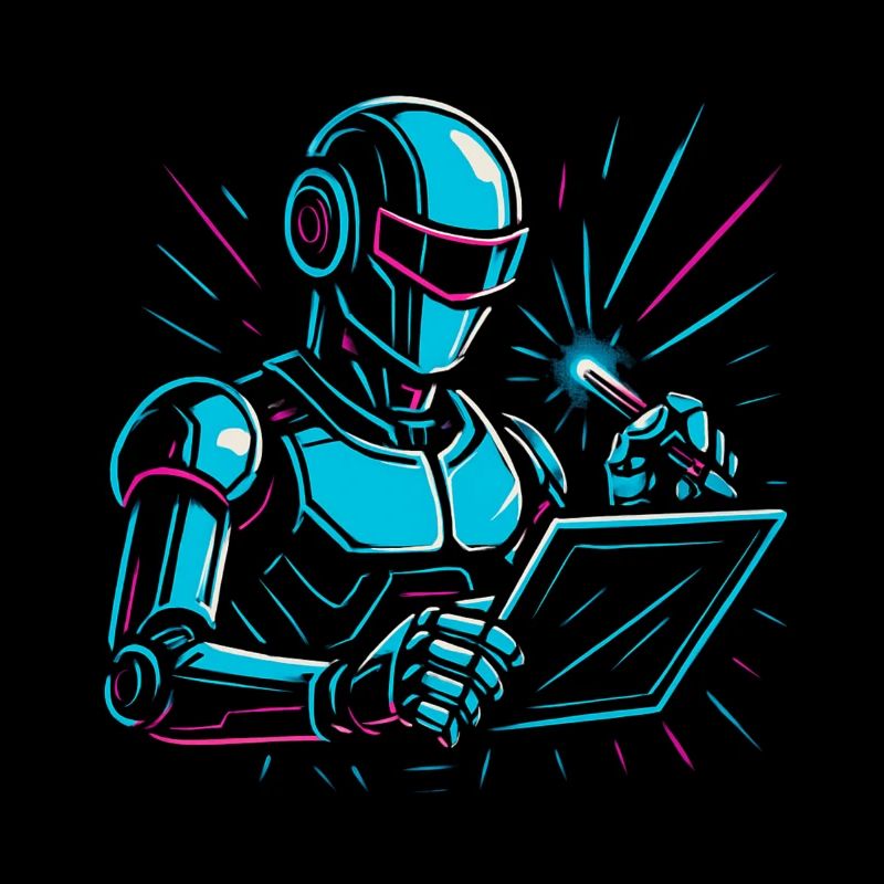 Roboter mit Laptop & Stift