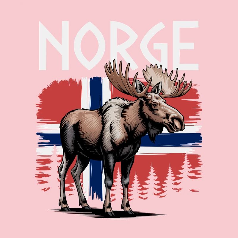 Norge Moose devant le drapeau norvégien Forest Design
