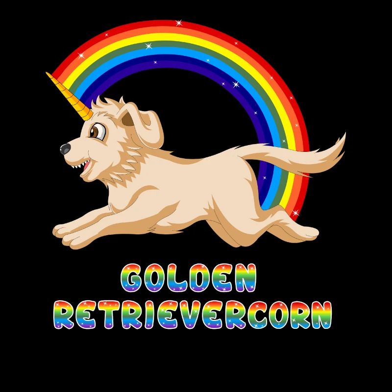 Golden Retriever Einhorn Regenbogen Design