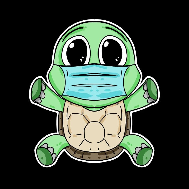 Cute turtle with mask