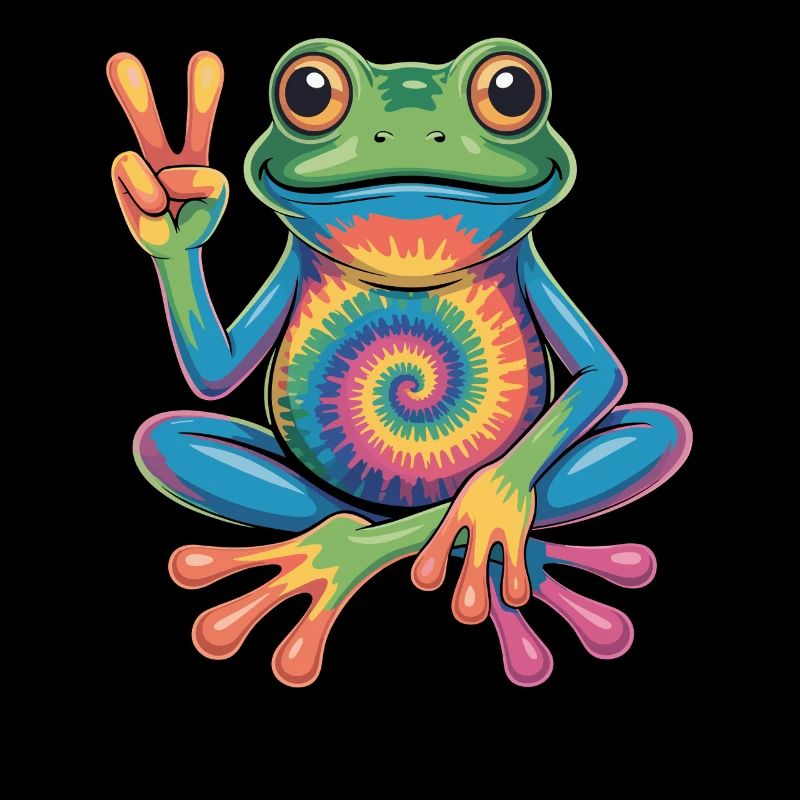 Frog Hippie Tie-Dye Peace Sign