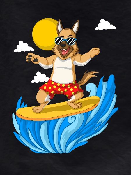 Surfing German Shepherd Dog