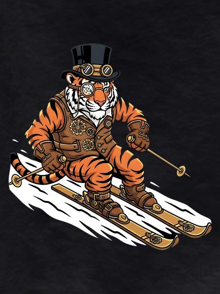 Steampunk Tiger Skier Alps Slope