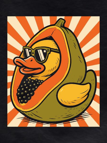 Humorous papaya duck character