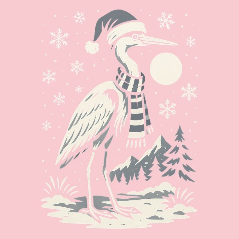 Winter-decorating stork with winter hat