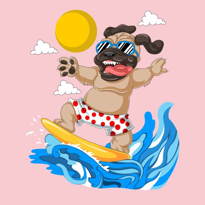 Pug Surfing Tee de plage d’été