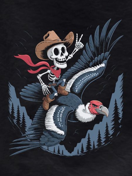 Skeleton rides vulture