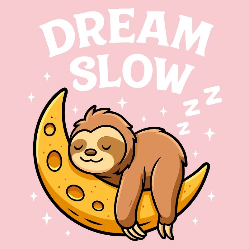 Cute sleeping sloth on moon