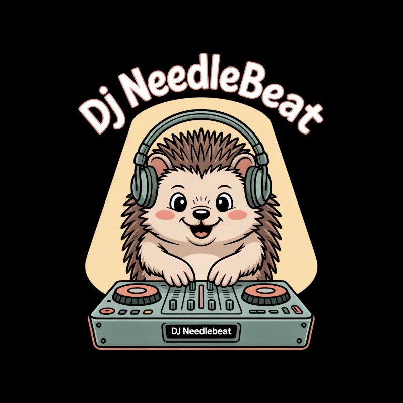 Dj NeedleBeat hérisson DJ avec des écouteurs sur le podium