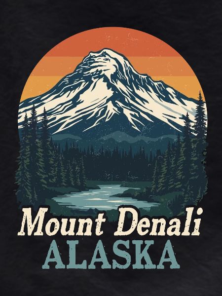 Mount Denali Alaska Retro Landscape
