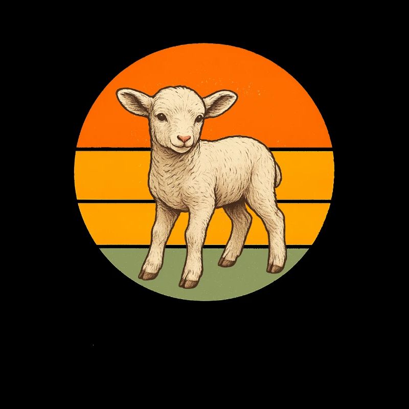 Lamm im Retro Sunset Circle