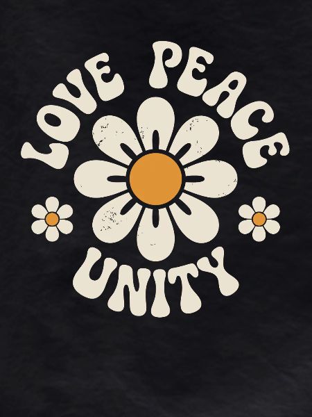 Love Peace Unity Retro Flowers