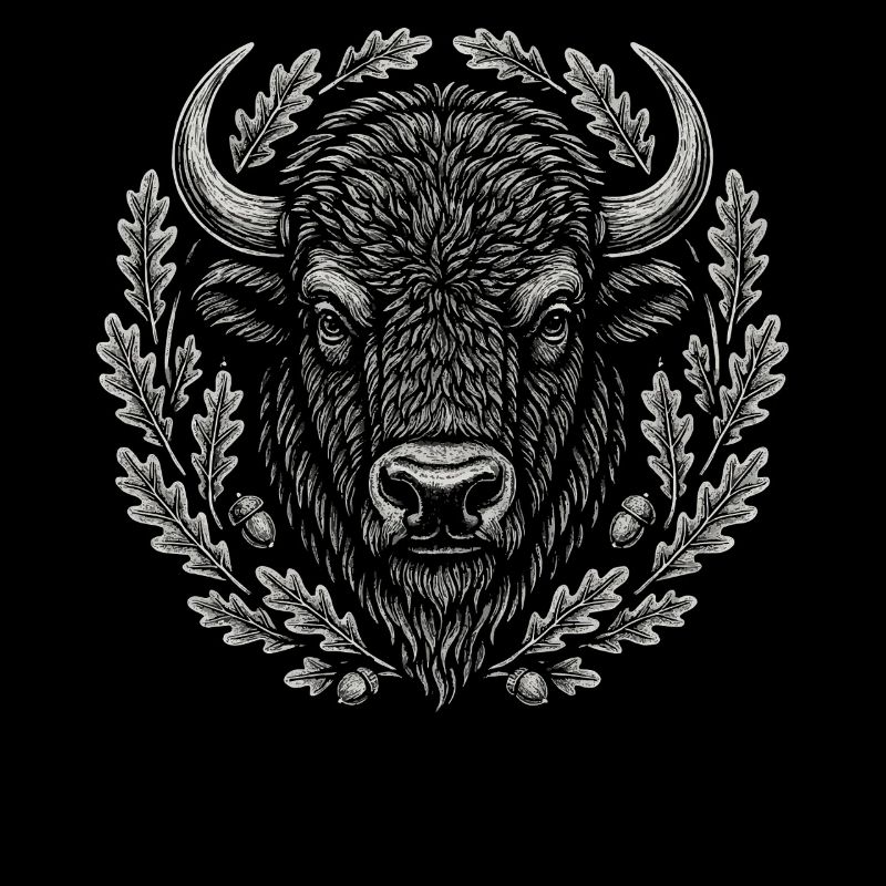 Europäischer Bison mit Eichenkranz Kunst
