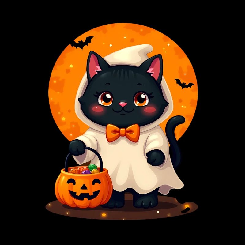 Chat d’Halloween avec citrouille d’Halloween