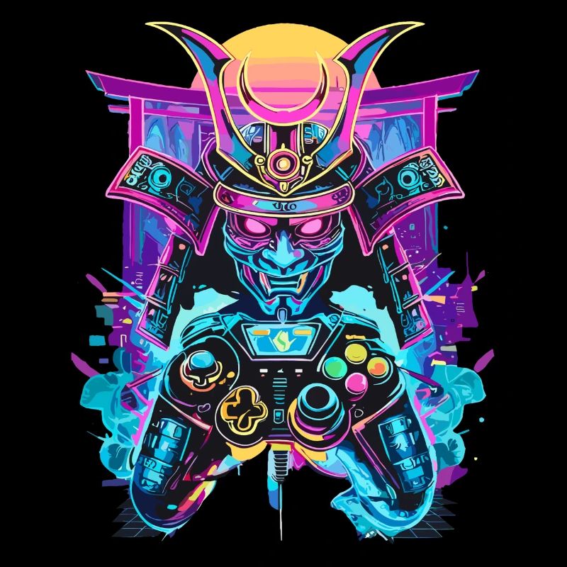 Gaming Controller Samurai Mask Ronin Gambler Motif