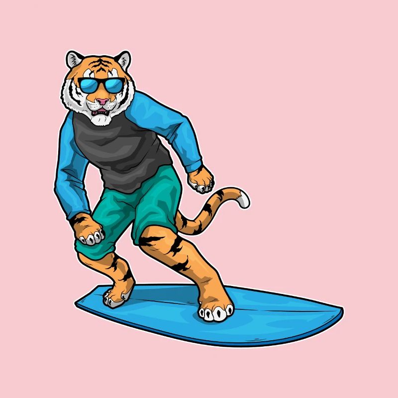 Tiger Surfing Surfboard Summer