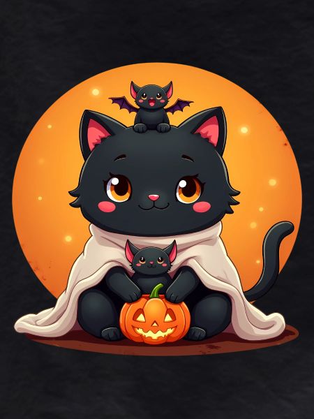 Halloween Cat with Halloween Pumpkin