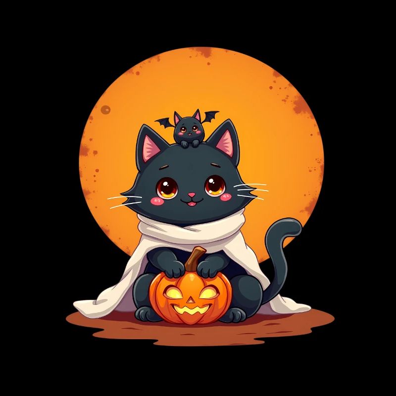 Halloween Cat with Halloween Pumpkin