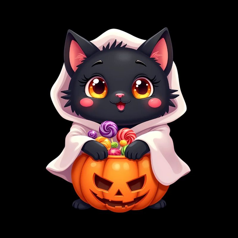Halloween Cat with Halloween Pumpkin