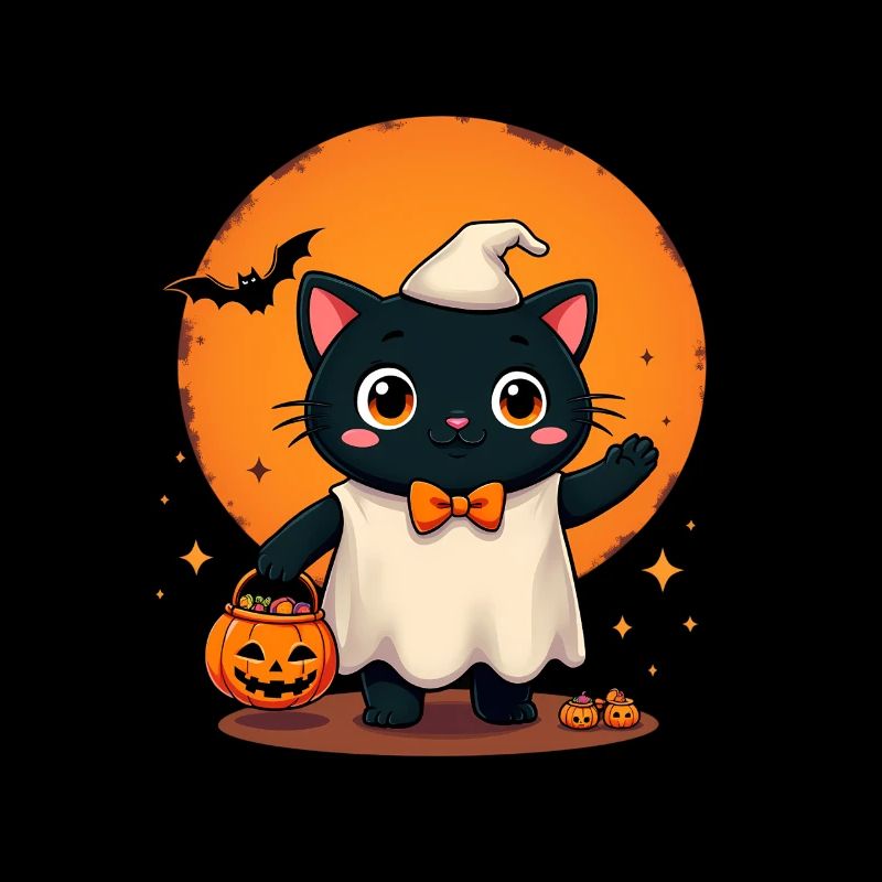 Halloween Cat with Halloween Pumpkin