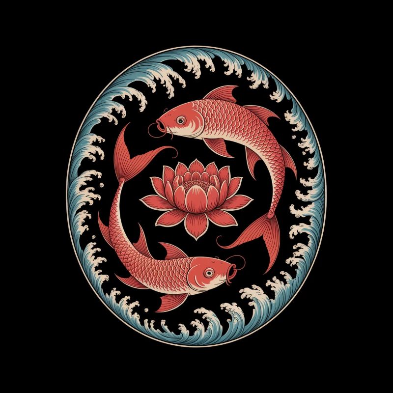 Les carpes koï et la fleur de lotus dans l’eau