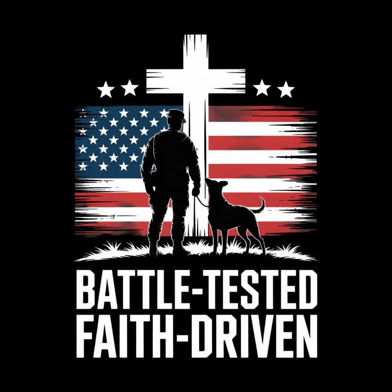 Combat testé par la foi Soldier Cross USA drapeau