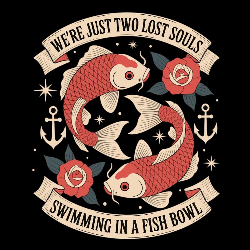 Deux âmes perdues - Style de tatouage de poisson koi