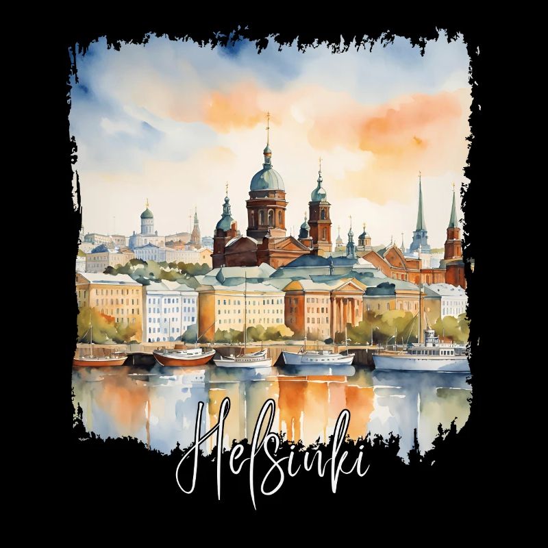 Aquarelle d’Helsinki, j’adore Helsinki