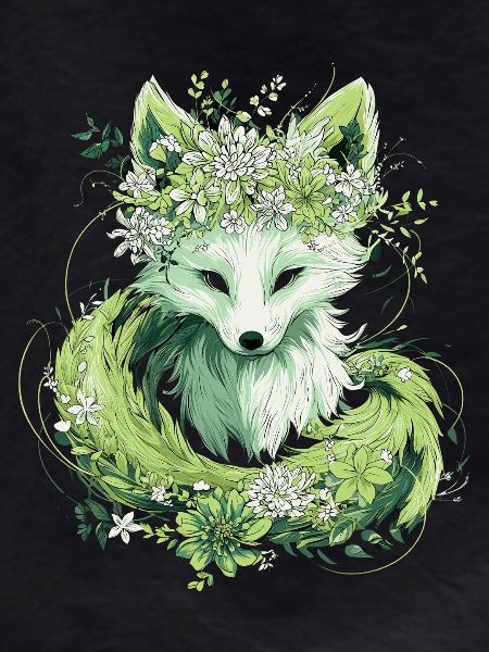 Kitsune Fox Boho Flowers Natural