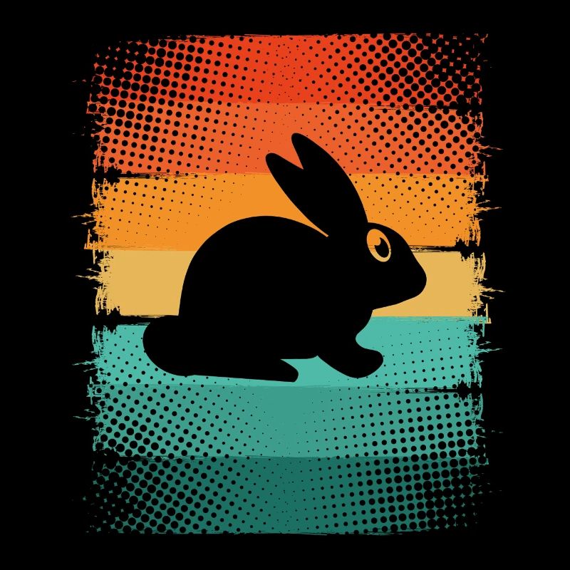Kaninchen Silhouette auf Regenbogenbändern