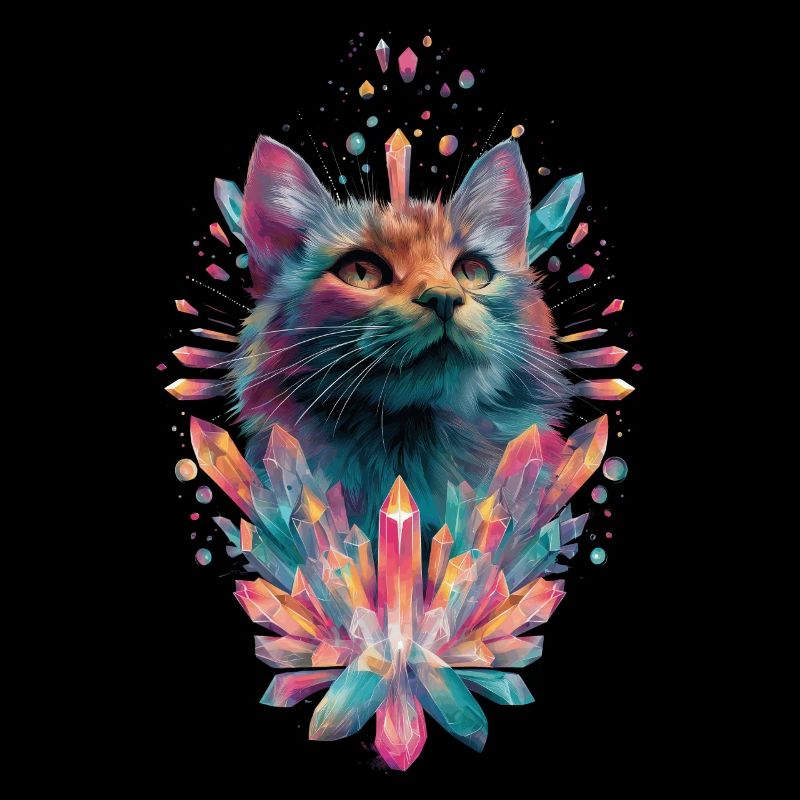 Chat en cristal arc-en-ciel, mignon