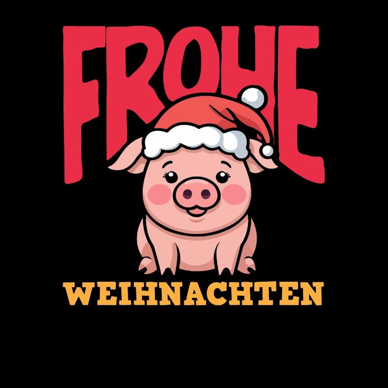 Cochon de Noël joyeux avec chapeau de Père Noël