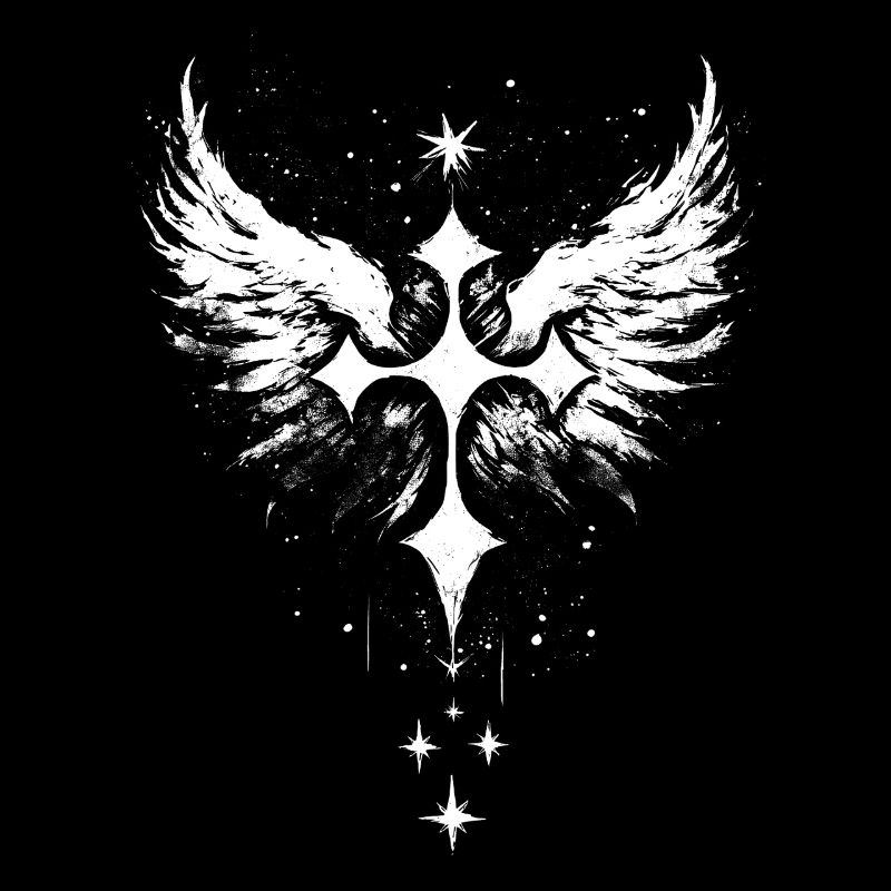 Goth Cross with Angel Wings Gothic