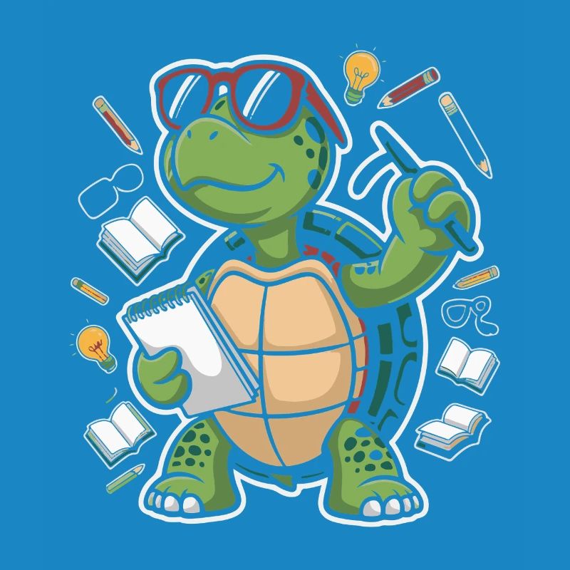 Learning turtle with glasses