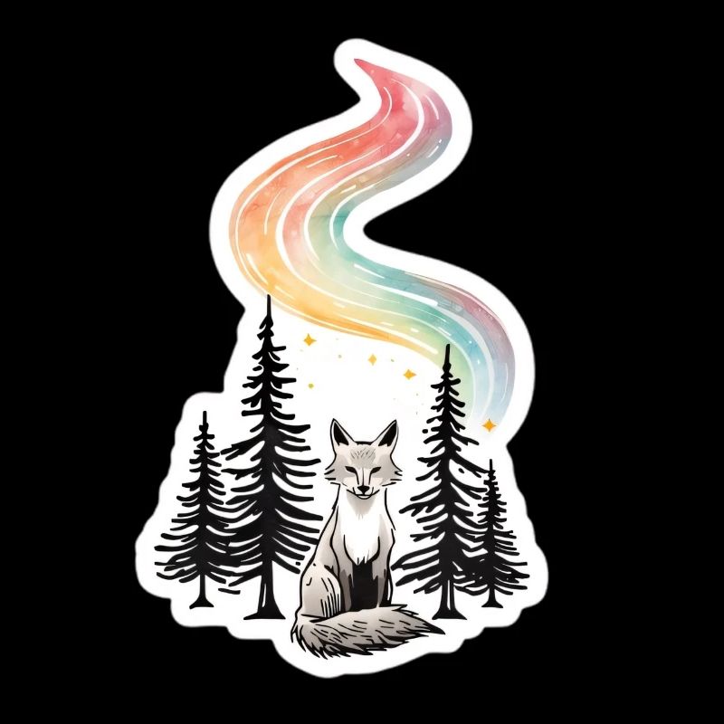Northern Lights Fox in the Forest