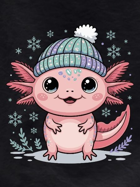 Axolotl with knitted hat