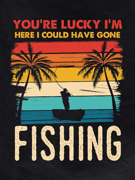 Fishing Retro Sunset Silhouette
