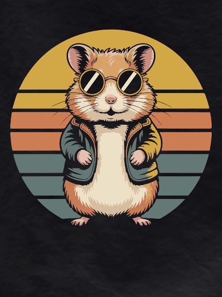 Hamster with sunglasses retro style