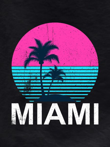 Miami Neon Palm Trees Sunset
