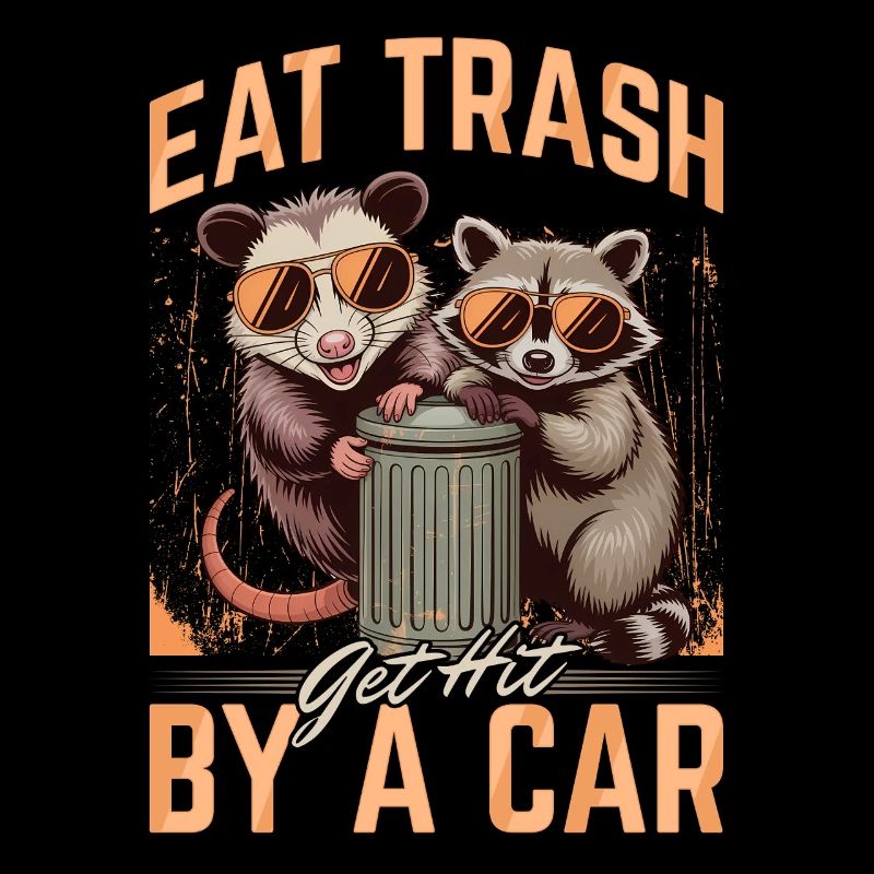 Funny Opossum and Raccoon