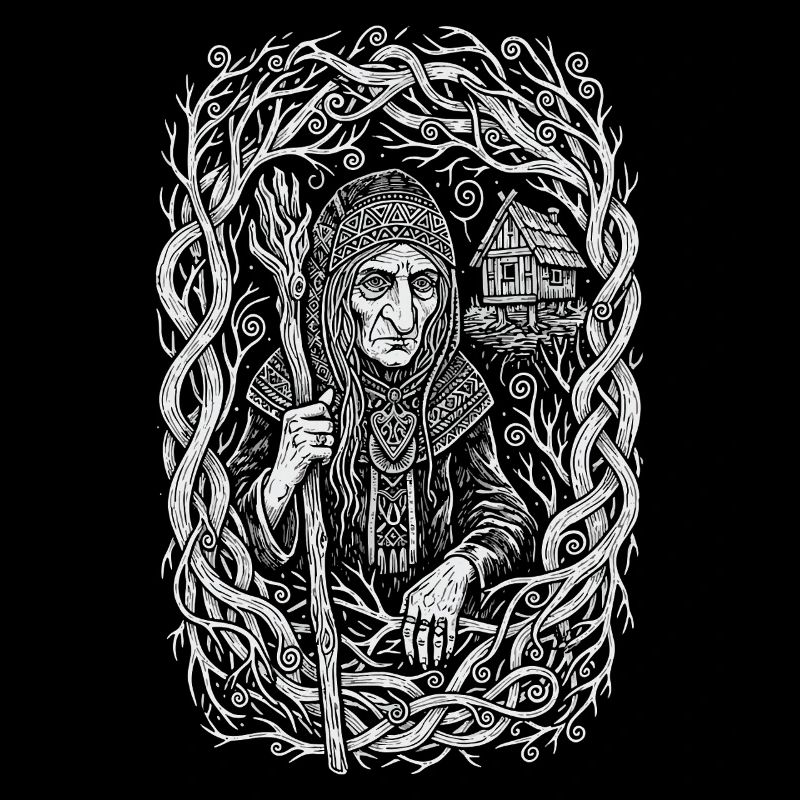 Baba Yaga Slavic Forest Witch Folk Art