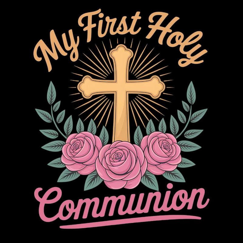 First Holy Communion Cross Roses