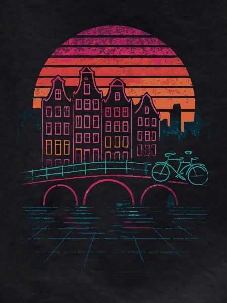 Night sun over Amsterdam canals