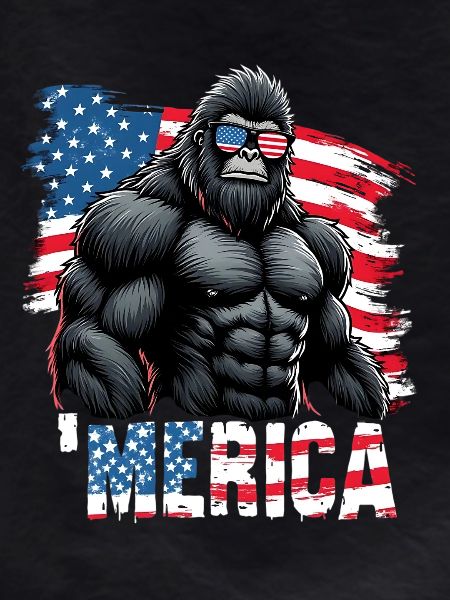 Muscle gorilla with flag